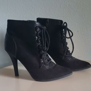 Mossimo Black Suede and Faux Snake Skin Heels